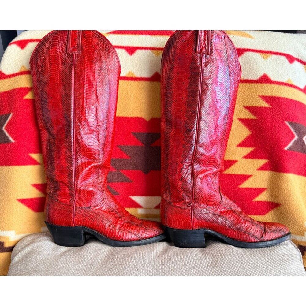 Dan Post Red Python Exotic Cowboy Boots Made USA … - image 2